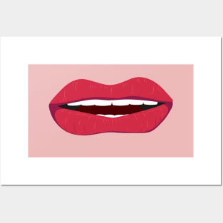 RED LIPS FACE MASK Posters and Art